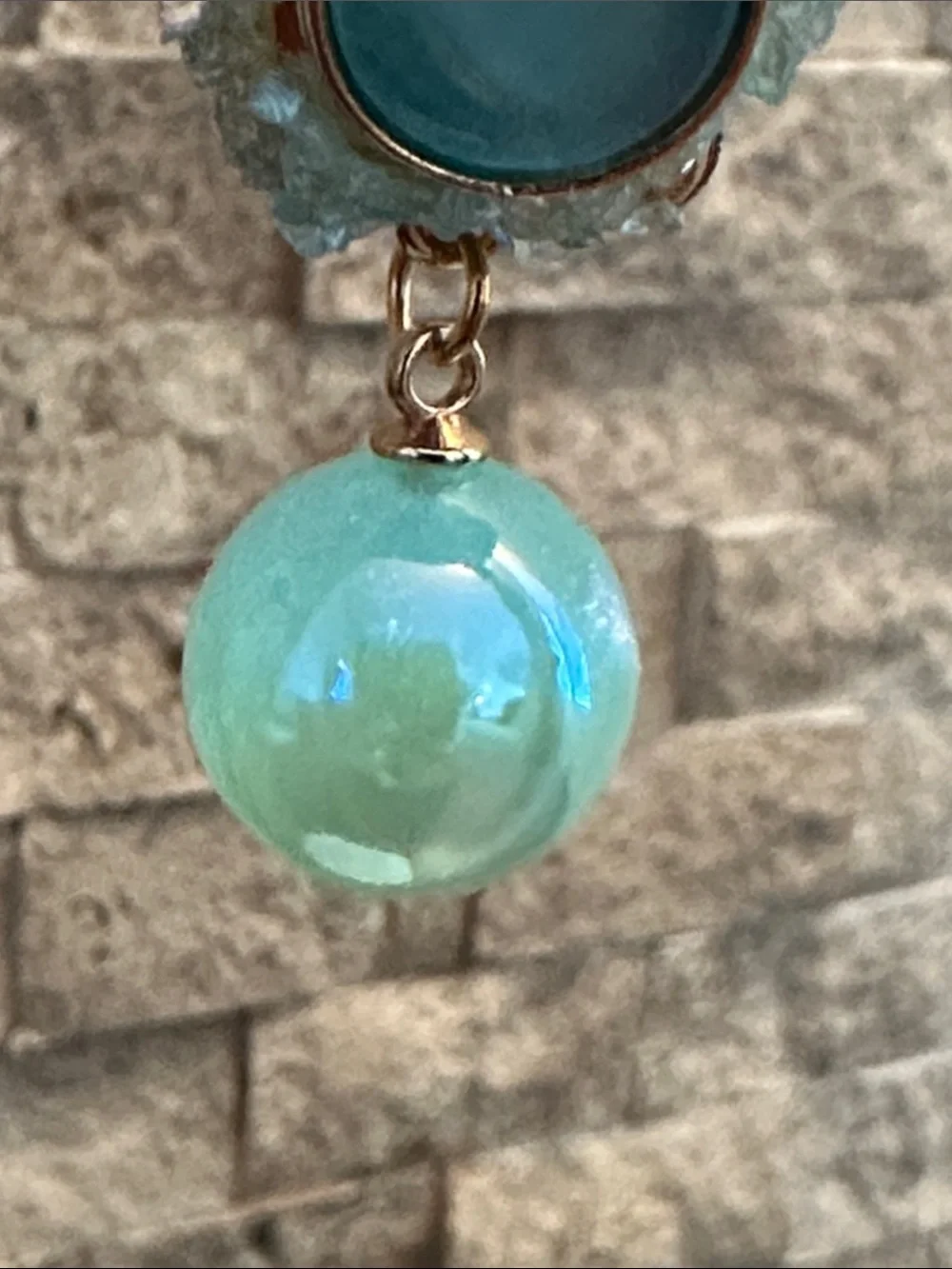Fashion Jewelry Mint and Teal Drop Earrings with Gold Accents
